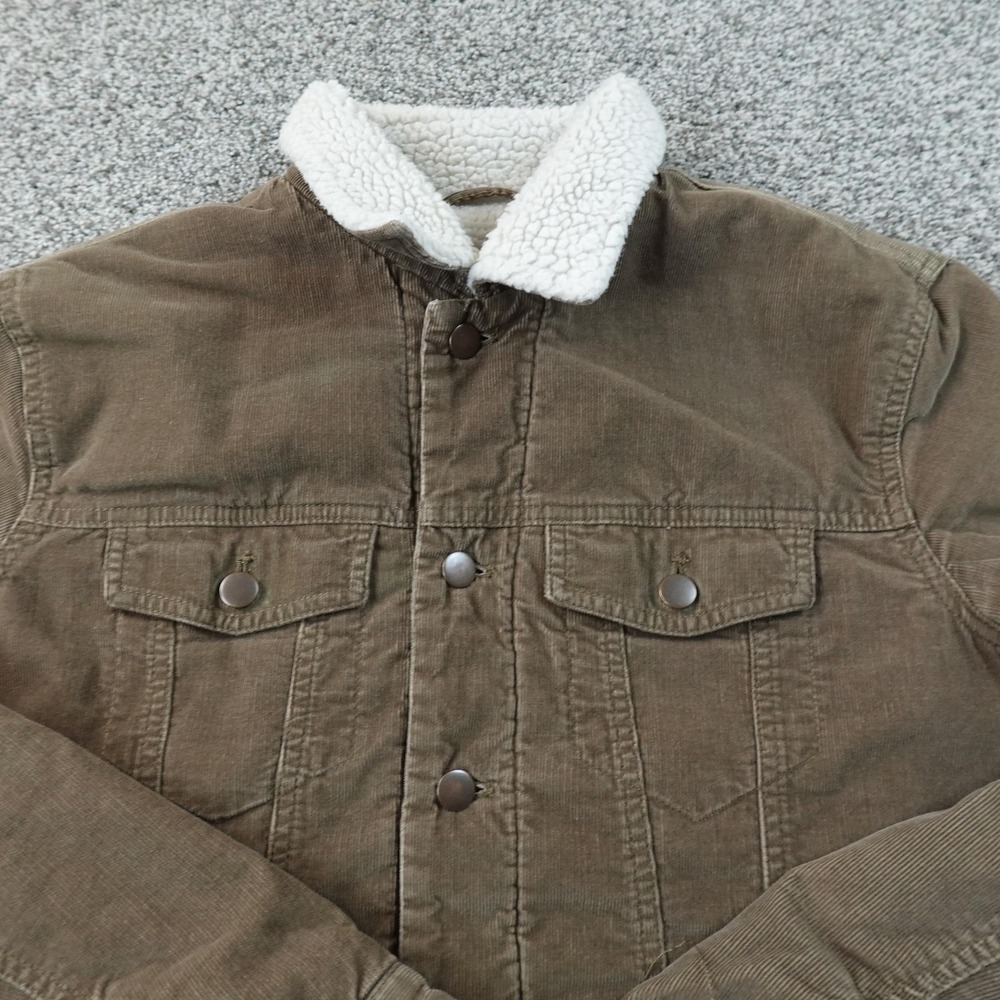 Banana Republic Jacket Mens M Brown Corduroy Sherpa Lined Trucker Bomber Coat